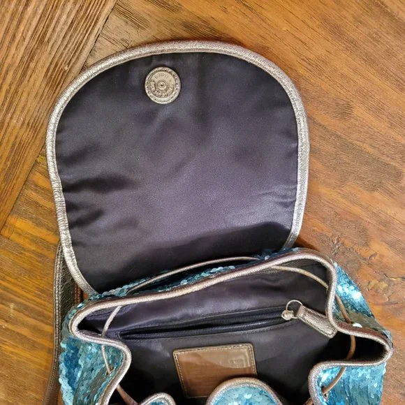 Coach blue poppy sequin backpack limited